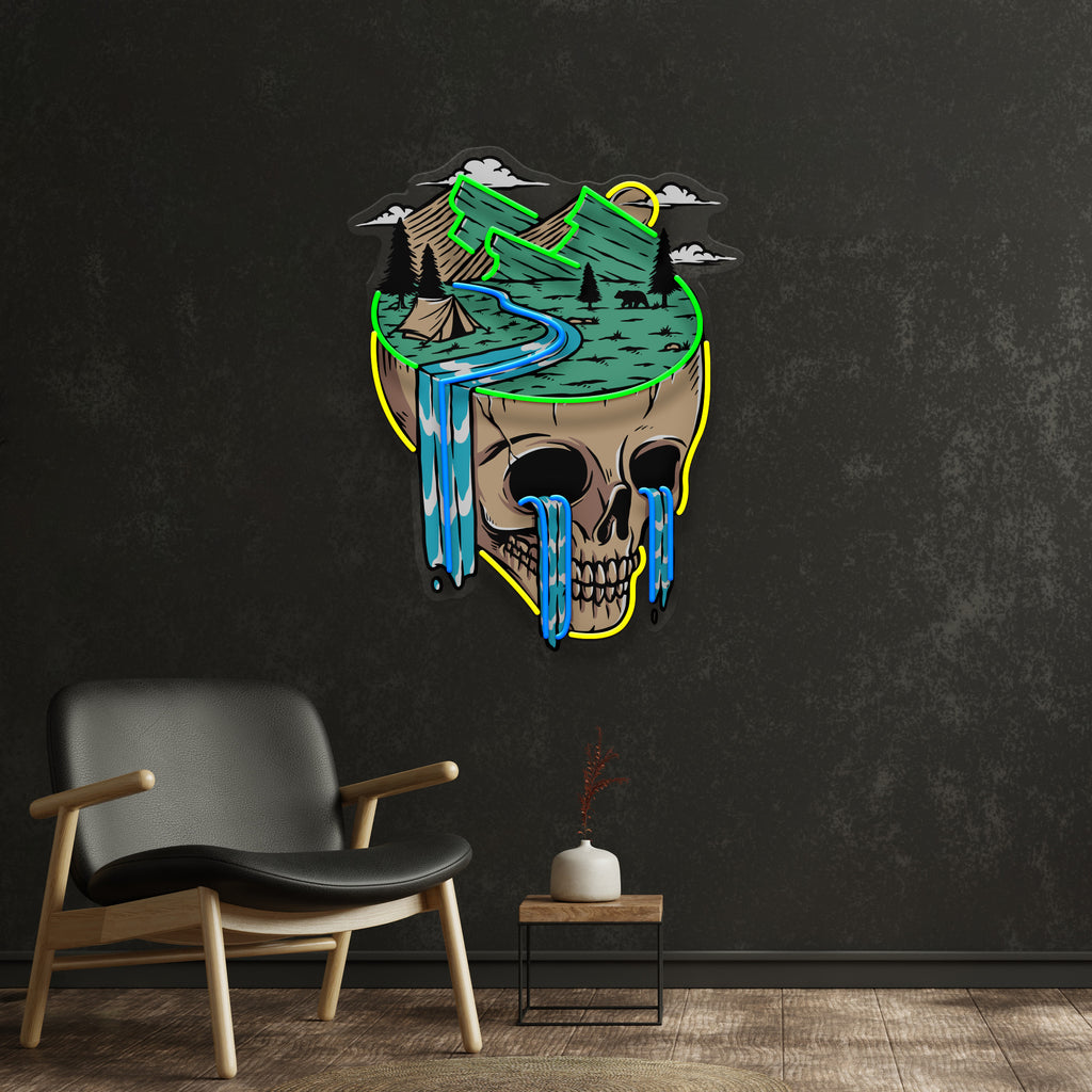 Mountain View Skull LED Neon Sign Light Pop Art