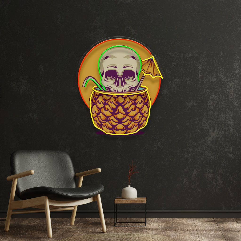 Pineapple Skull LED Neon Sign Light Pop Art