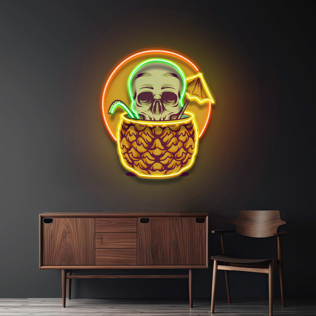 Pineapple Skull LED Neon Sign Light Pop Art