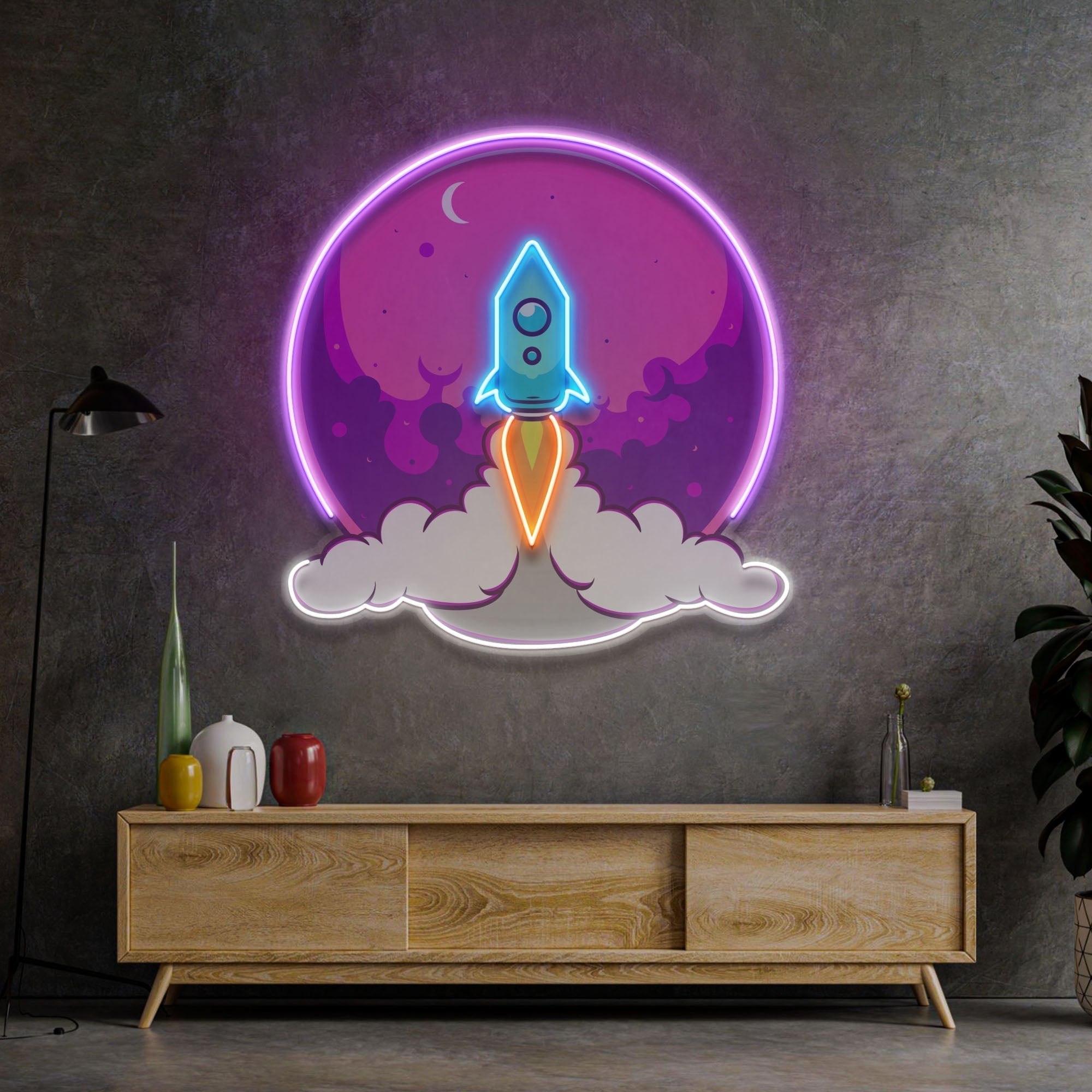 Rocket Launch LED Neon Sign Light Pop Art