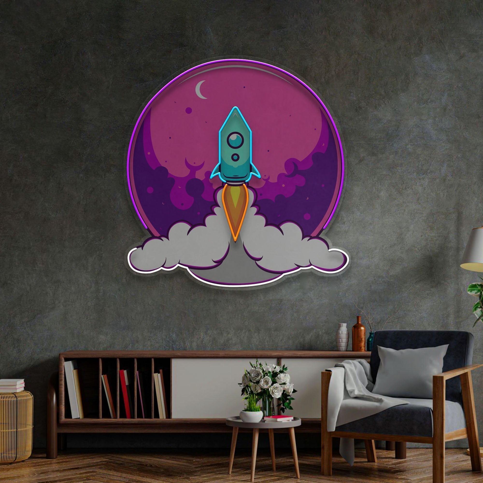 Rocket Launch LED Neon Sign Light Pop Art