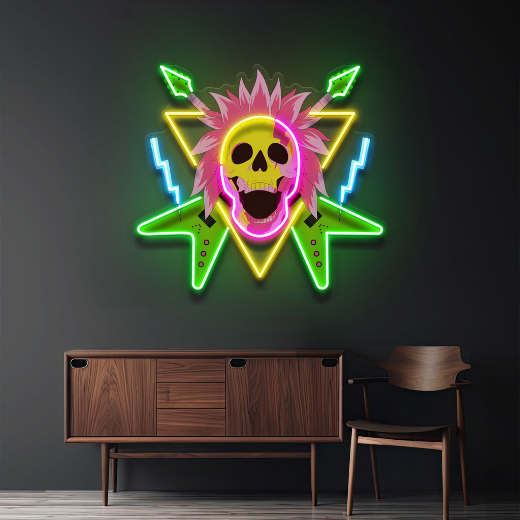 Rock And Skull LED Neon Sign Light Pop Art