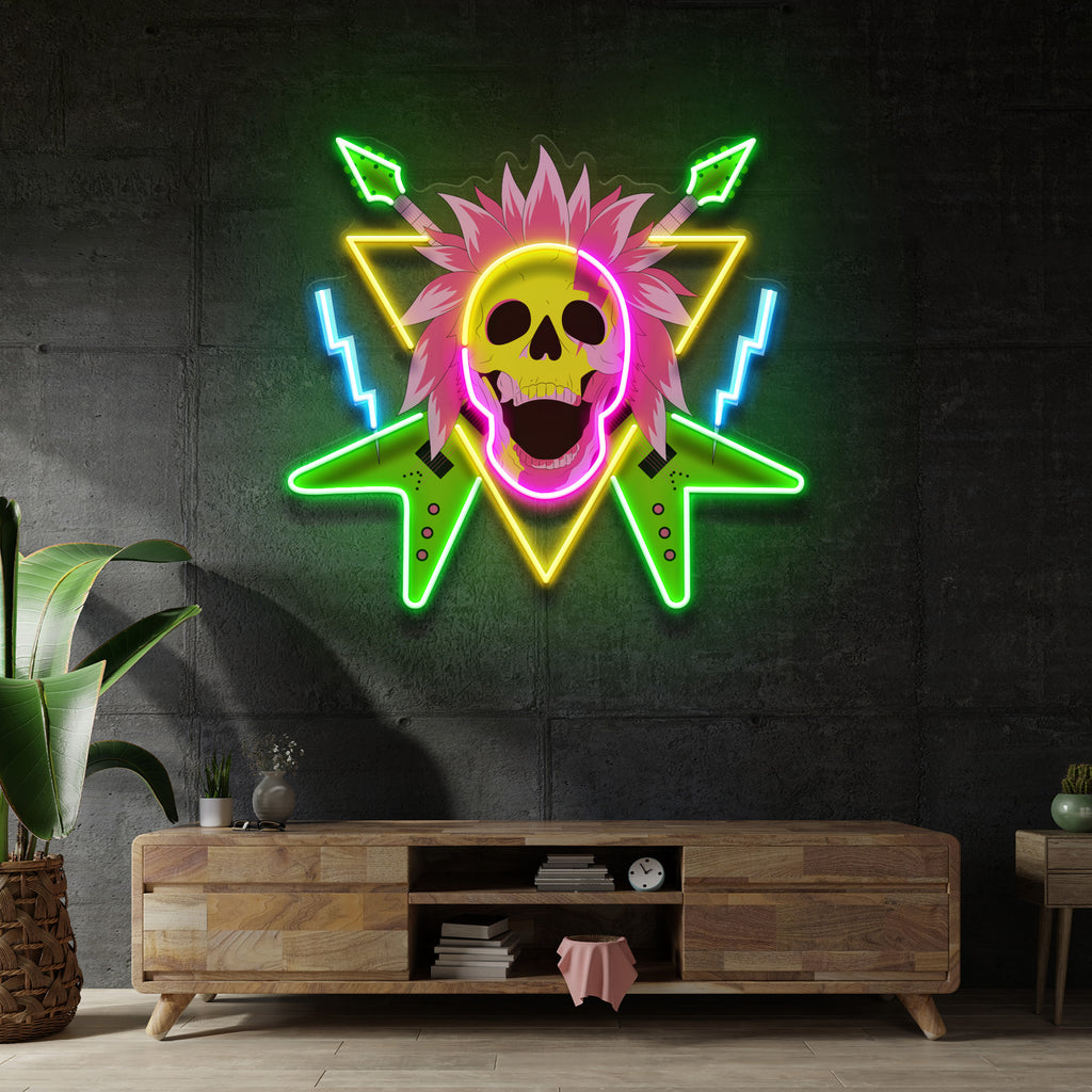 Rock And Skull LED Neon Sign Light Pop Art