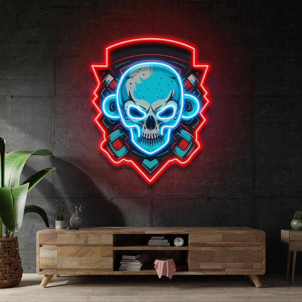 Shield Monkey Skull LED Neon Sign Light Pop Art