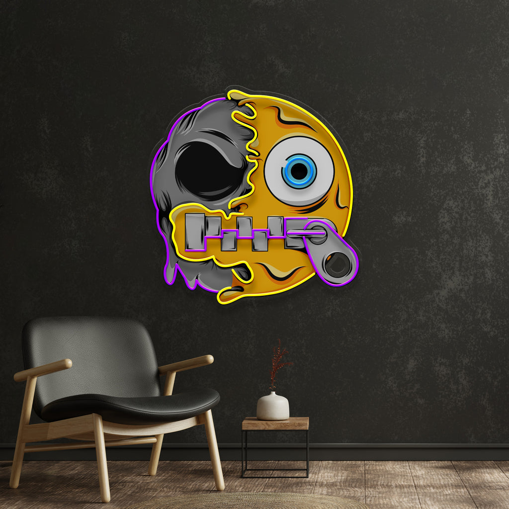 Silence Emoji Skull LED Neon Sign Light Pop Art