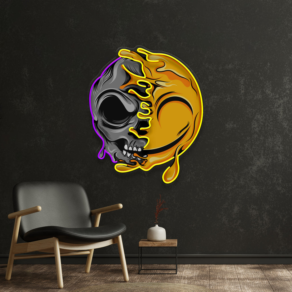 Smile Emoji Skull LED Neon Sign Light Pop Art