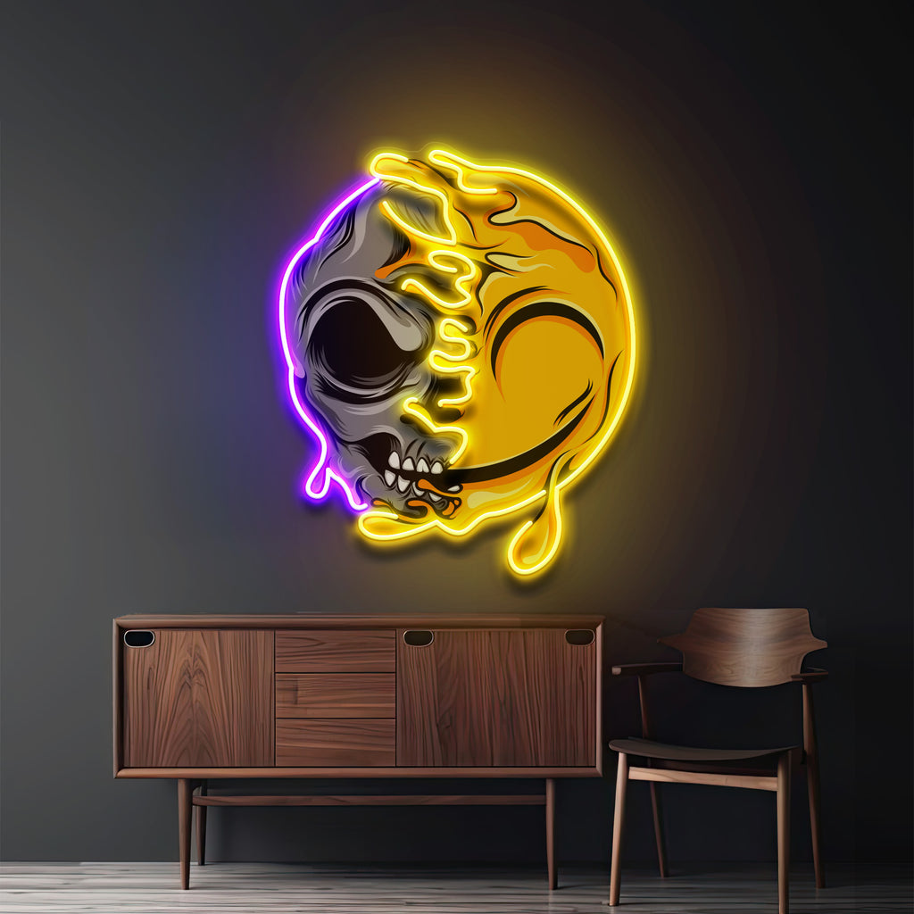 Smile Emoji Skull LED Neon Sign Light Pop Art