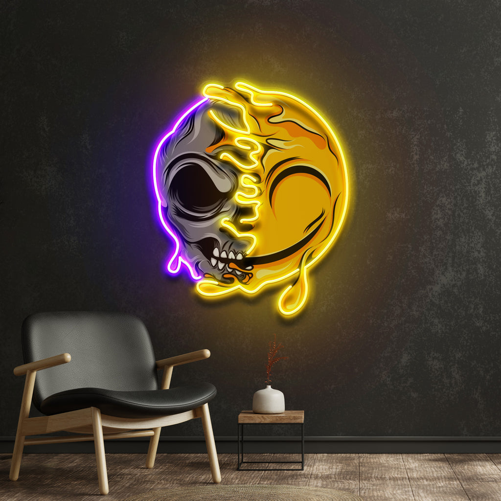 Smile Emoji Skull LED Neon Sign Light Pop Art