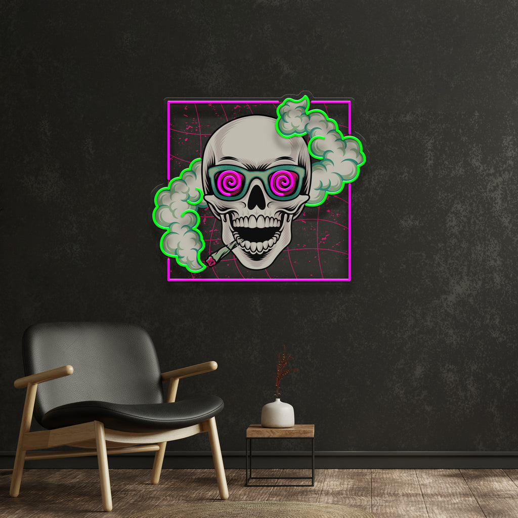 Smoking High Skull LED Neon Sign Light Pop Art