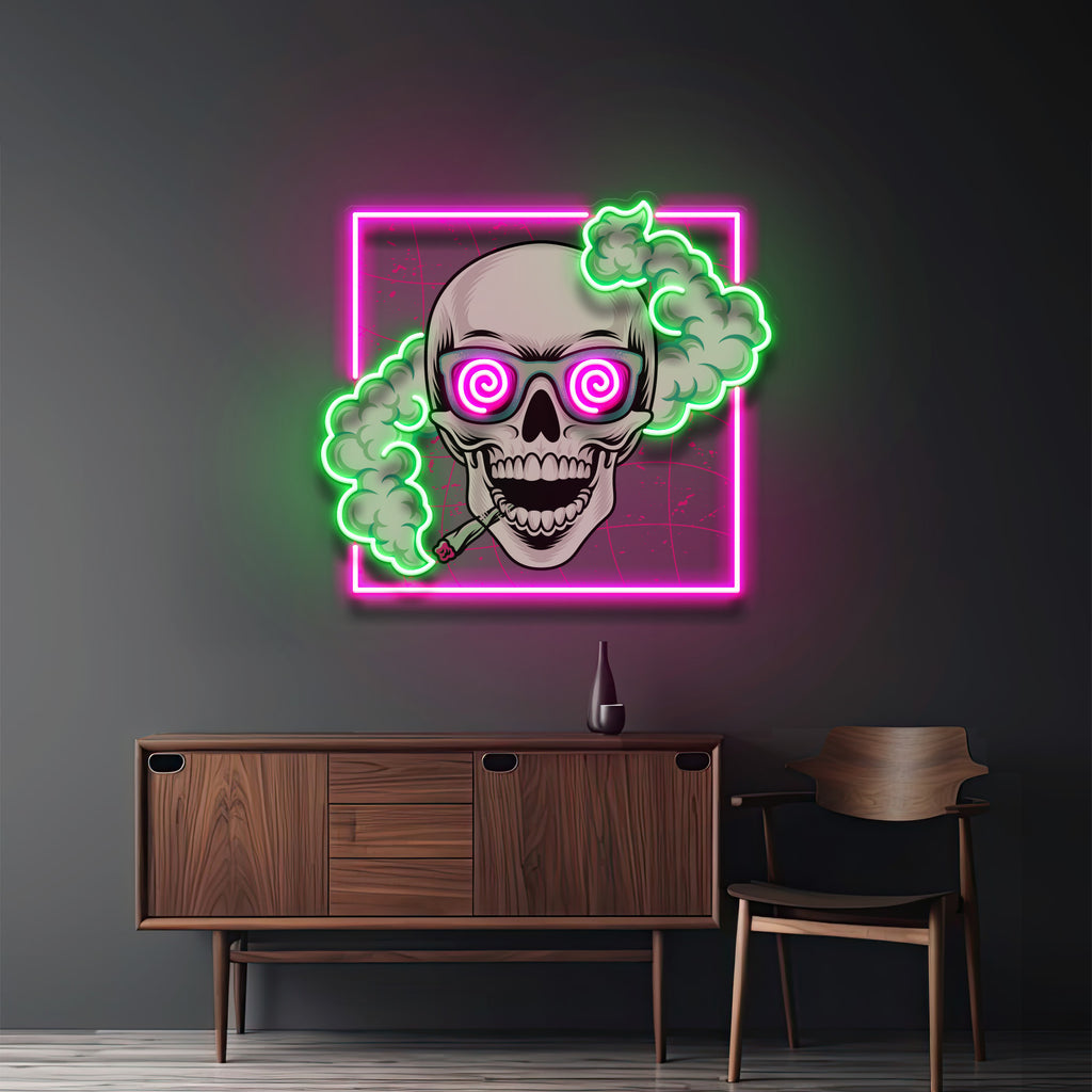 Smoking High Skull LED Neon Sign Light Pop Art