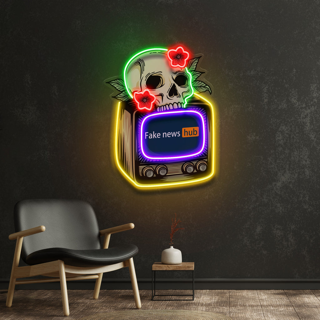 Televison Skull Vibe LED Neon Sign Light Pop Art