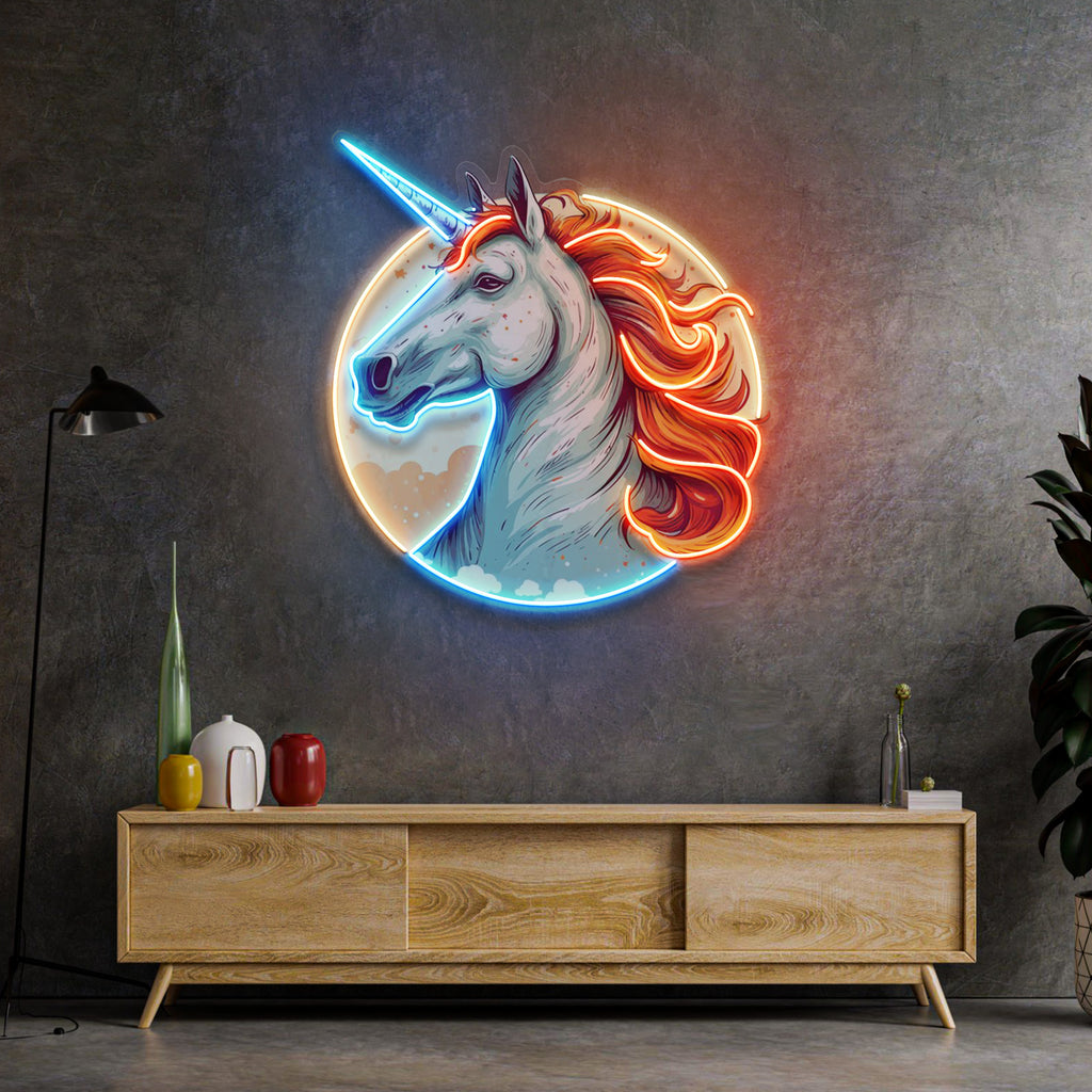 Unicorn with Moon LED Neon Sign Light Pop Art